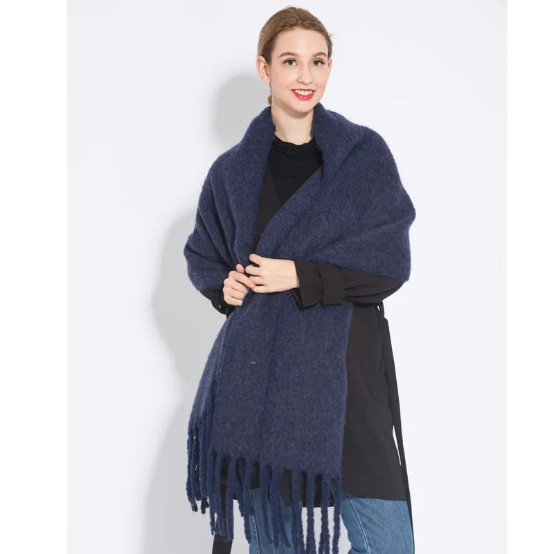 écharpe d'hiver, chaud, couleur unie, couverture longue