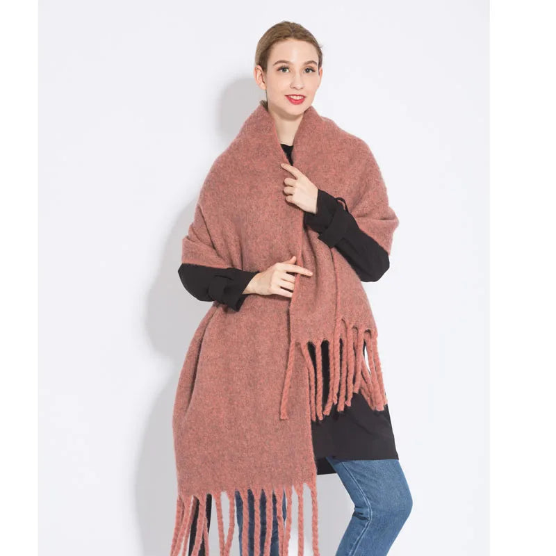 écharpe d'hiver, chaud, couleur unie, couverture longue