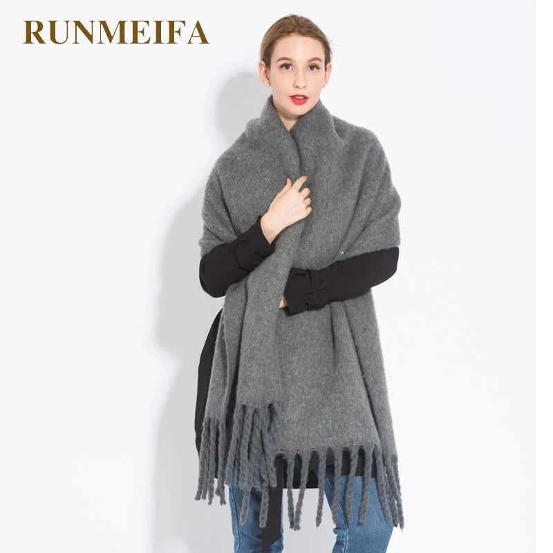 écharpe d'hiver, chaud, couleur unie, couverture longue