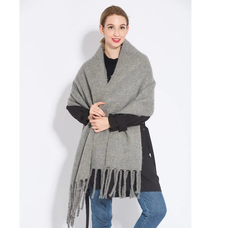 écharpe d'hiver, chaud, couleur unie, couverture longue