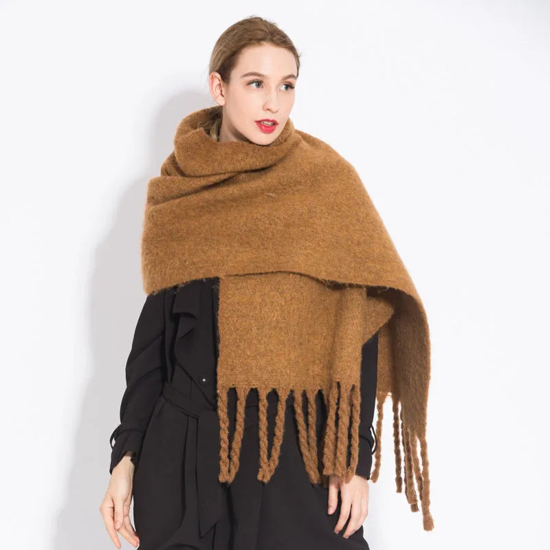 écharpe d'hiver, chaud, couleur unie, couverture longue