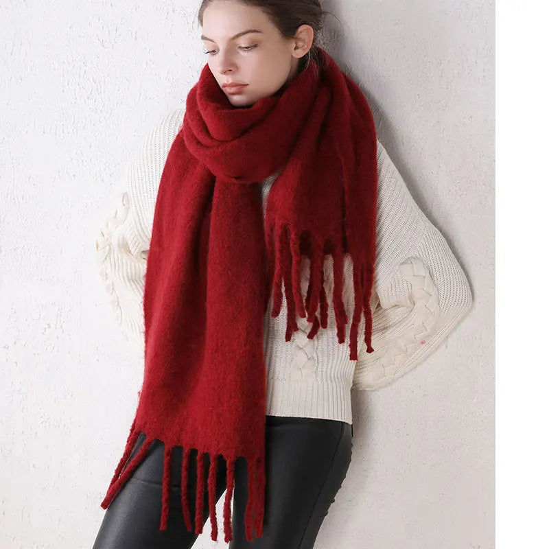 écharpe d'hiver, chaud, couleur unie, couverture longue