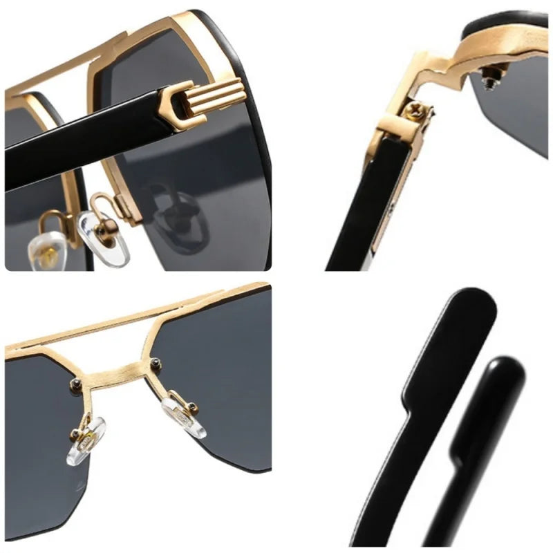 lunettes de soleil rétro carrées pour homme et femme, monture métallique de luxe, tendance, UV400,