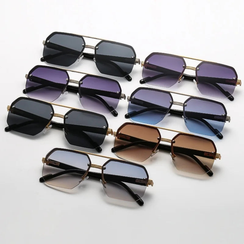 lunettes de soleil rétro carrées pour homme et femme, monture métallique de luxe, tendance, UV400,