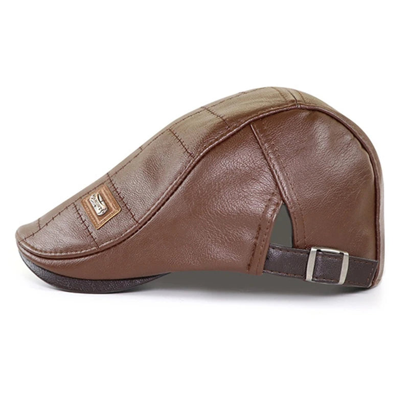 béret homme en cuir véritable, casquette plate, mâle, réglable, de haute qualité
