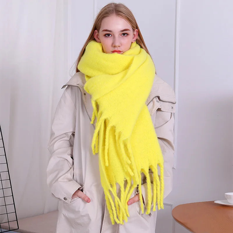 écharpe d'hiver, chaud, couleur unie, couverture longue