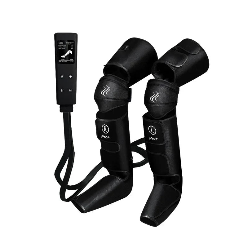 Masseur de jambes à compression d'air portable – Massage des genoux et des pieds à 3 chambres avec chauffag