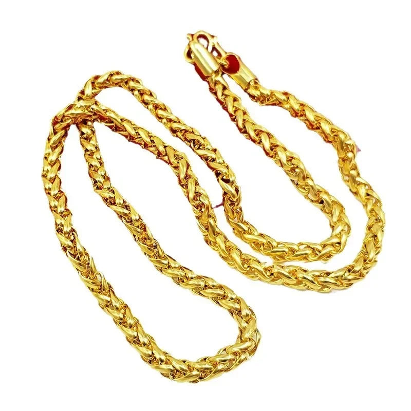 Collier en or 18 carats pour homme et femme, bijoux chaîne creuse AU750, chaîne en os de serpent avec certificat