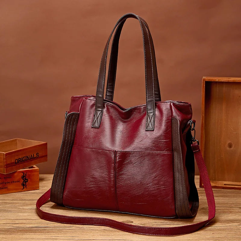 Sac fourre-tout en cuir, souple, pour femme, sac à bandoulière de grande capacité, sac de luxe,