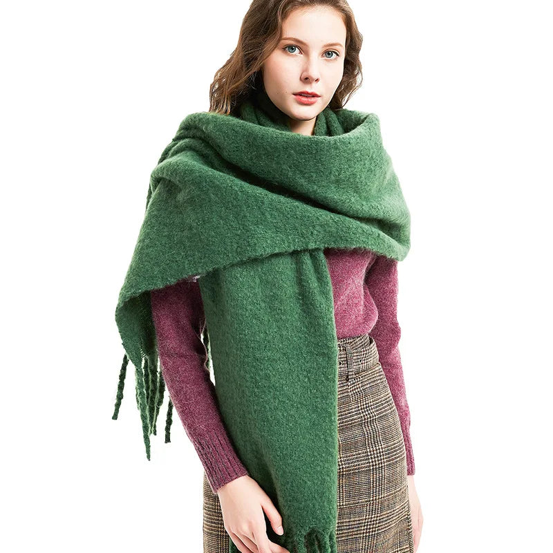 écharpe d'hiver, chaud, couleur unie, couverture longue