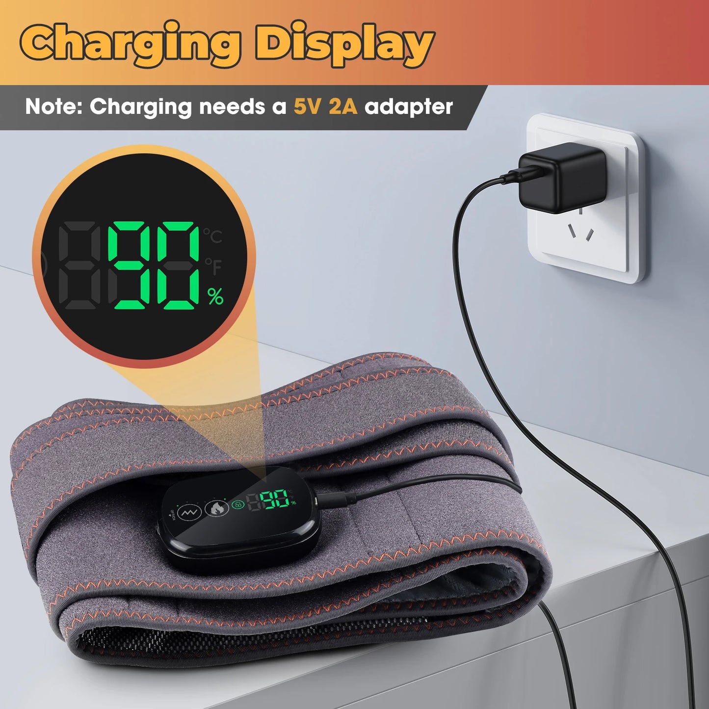 Ceinture de massage chauffante à la lumière rouge, compresse chaude sans fil, vibration du do