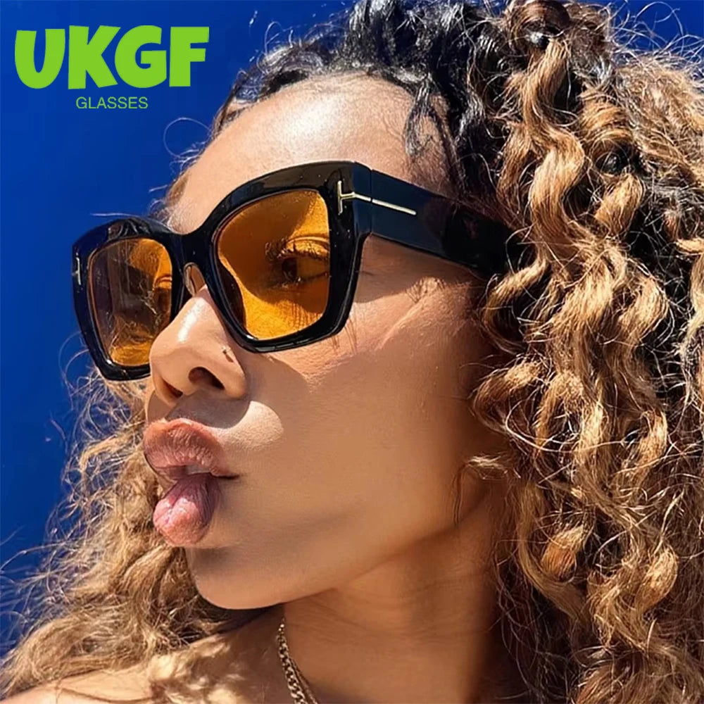 lunettes de soleil de Luxe pour femme, oeil De Chat, Carrées, rétro, moderne, UV400