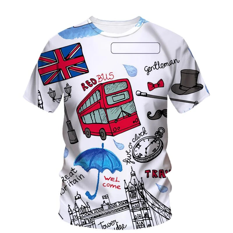 T-Shirt été homme et femme, mode, manches courtes, surdimensionné, Streetwear, impression 3D basée en angleterre