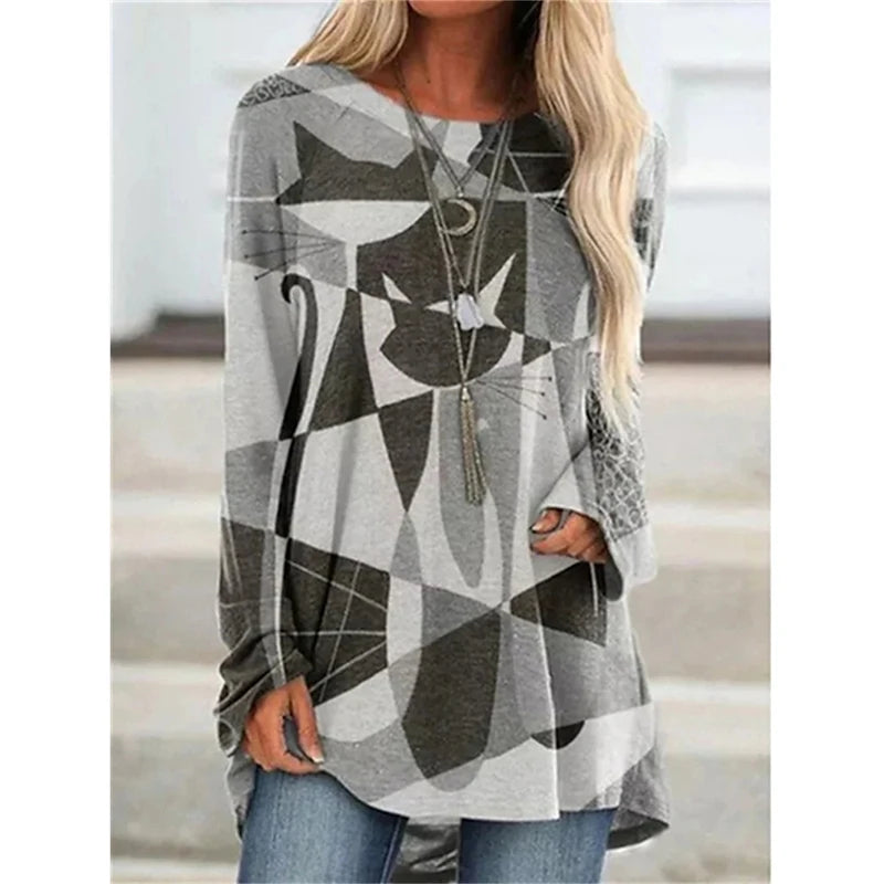 T-Shirt à Manches sulfet, Col Ras du Cou, pour Femme, Vêtement Confortable et Décontracté,