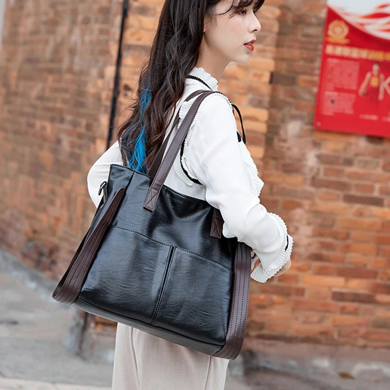 Sac fourre-tout en cuir, souple, pour femme, sac à bandoulière de grande capacité, sac de luxe,