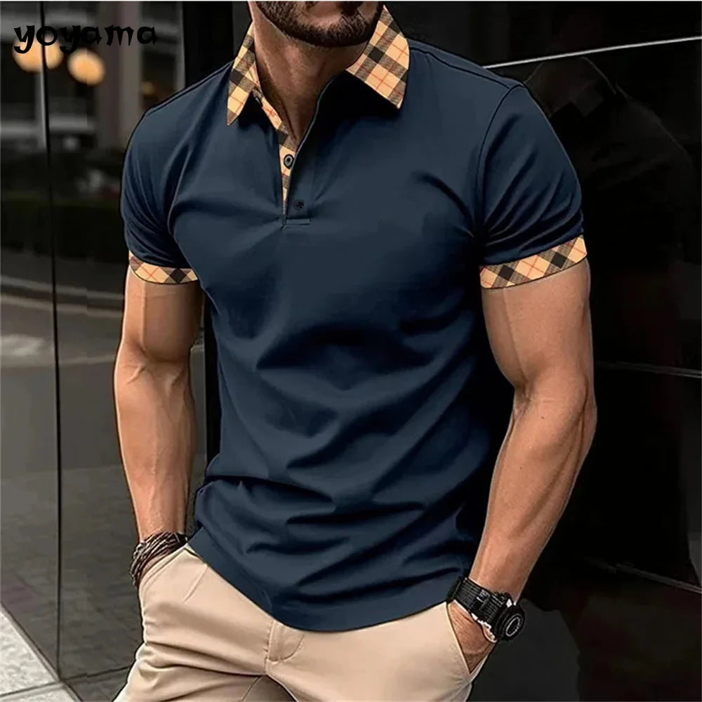 polo à manches courtes, imprimé 3D pour homme, monochrome, vêtement décontracté, simple,