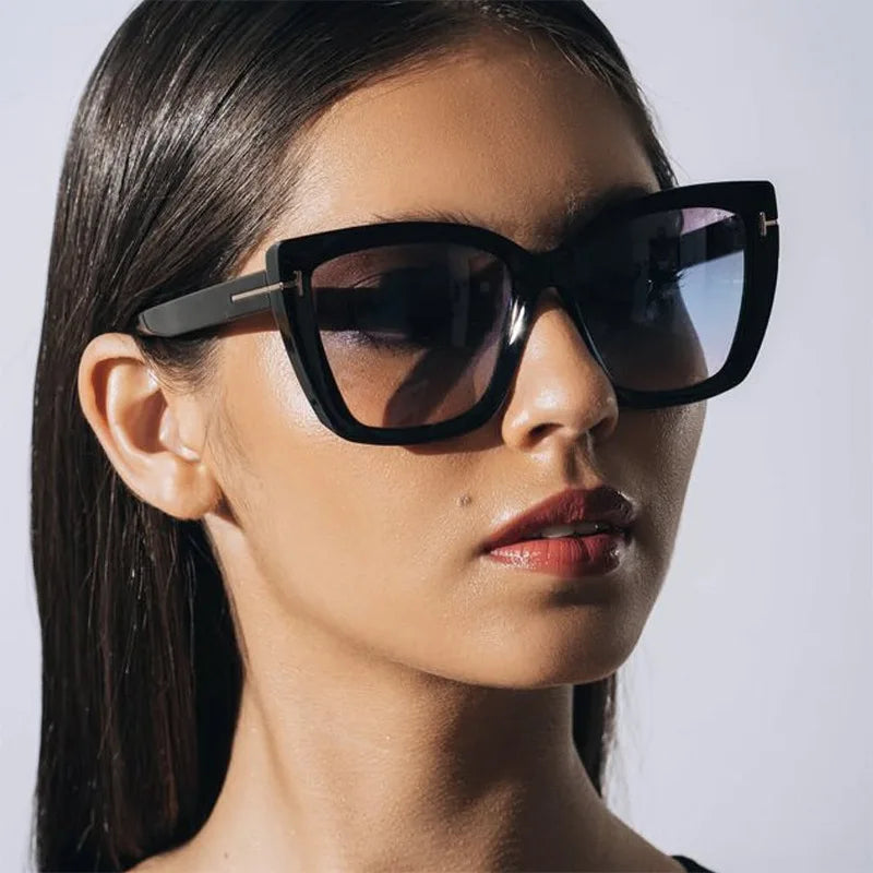 lunettes de soleil de Luxe pour femme, oeil De Chat, Carrées, rétro, moderne, UV400