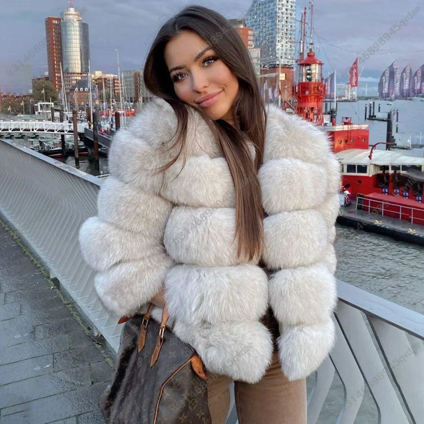 veste en fourrure naturel de renard pour femme