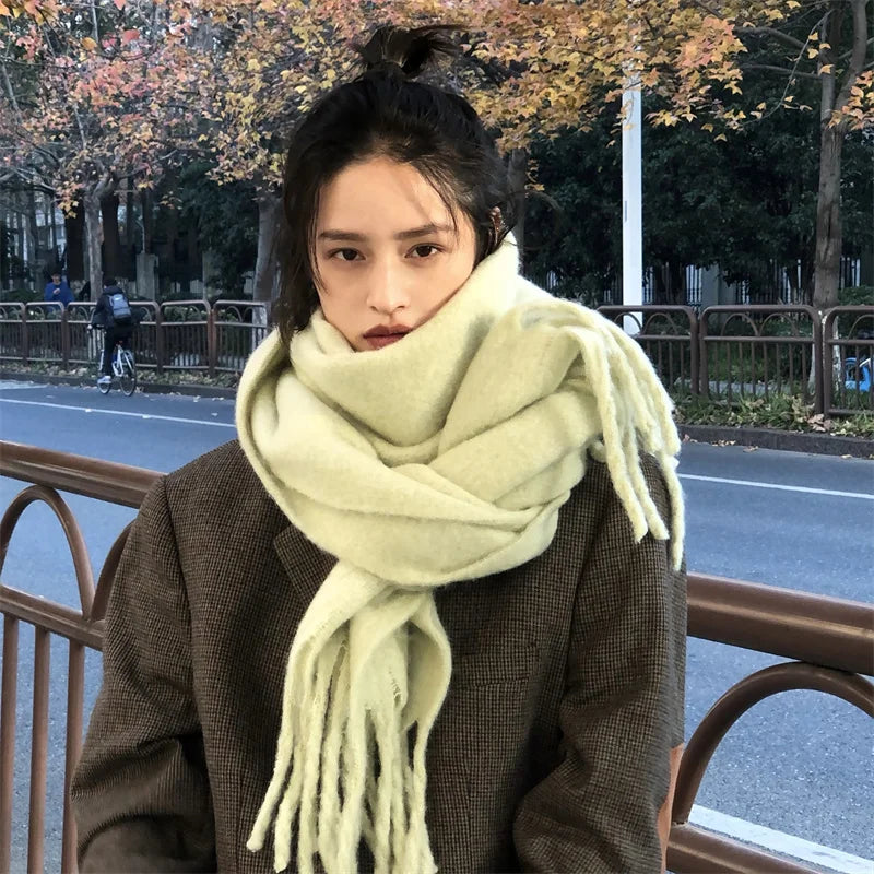 écharpe d'hiver, chaud, couleur unie, couverture longue