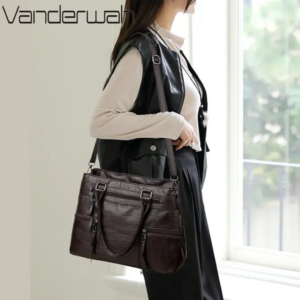 Sac à main élégant pour femme, sac à poignée supérieure en cuir de bonne qualité, sac à ba