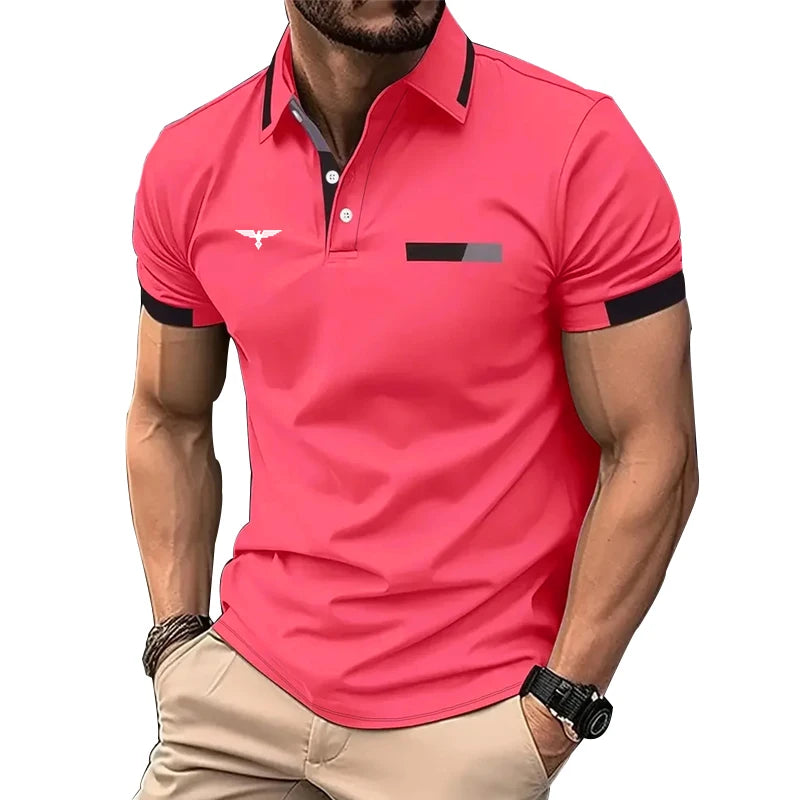 Polo à manches courtes pour homme, 100% polyester, impression numérique 3D, affaires, décontracté,