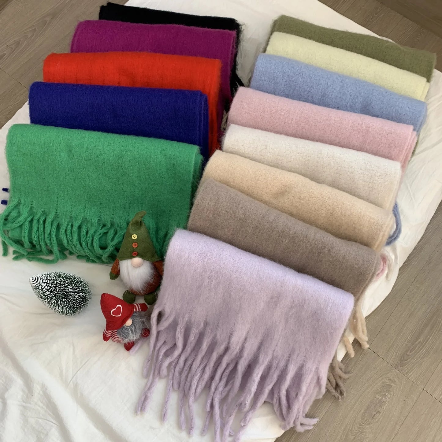 écharpe d'hiver, chaud, couleur unie, couverture longue