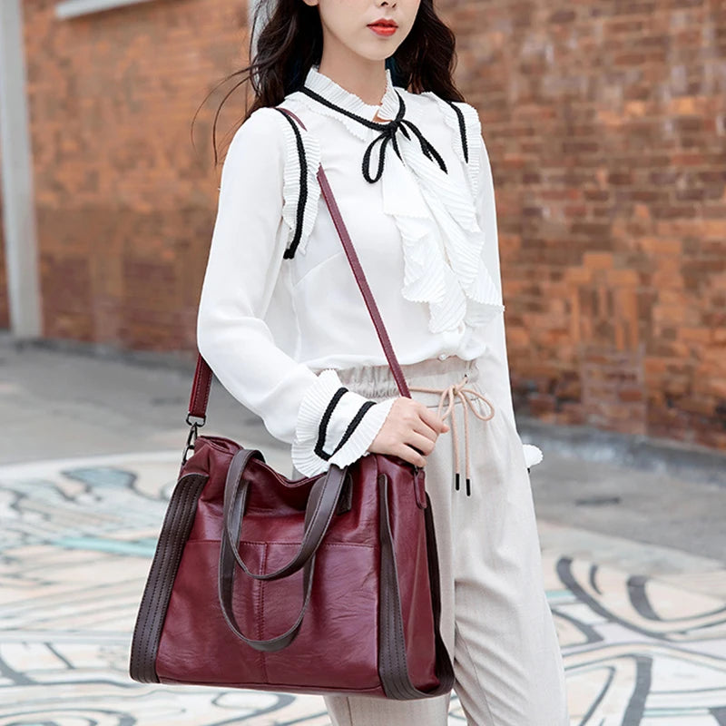 Sac fourre-tout en cuir, souple, pour femme, sac à bandoulière de grande capacité, sac de luxe,