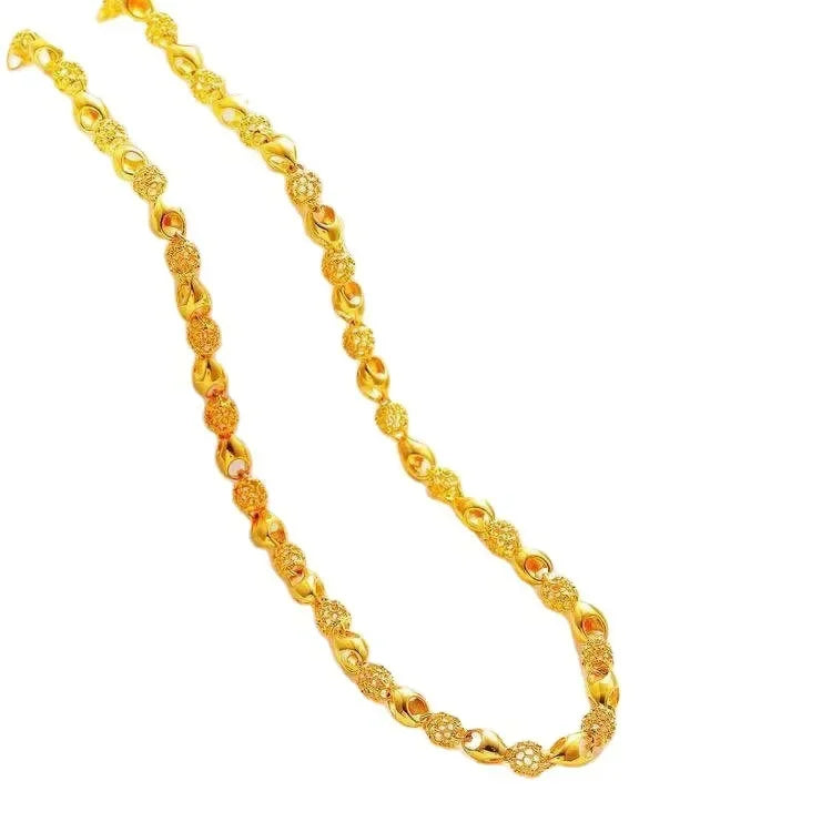 Collier de perles creuses en or 18 carats pour femme, cadeau de bijoux exquis,