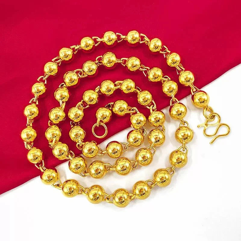 Collier en or véritable, AU999, chaîne de boules, bijou dominateur 24K pour homme et femme,
