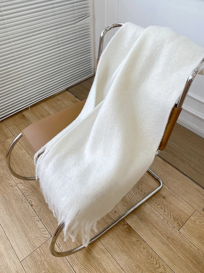écharpe d'hiver, chaud, couleur unie, couverture longue