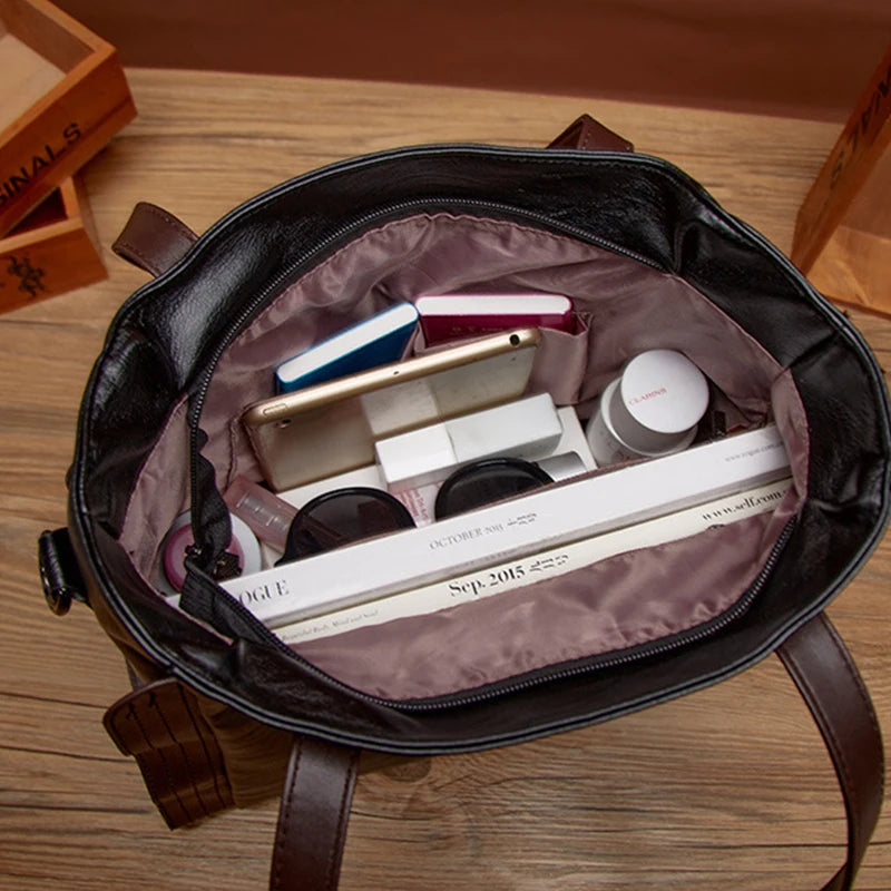 Sac fourre-tout en cuir, souple, pour femme, sac à bandoulière de grande capacité, sac de luxe,