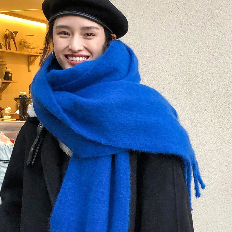 écharpe d'hiver, chaud, couleur unie, couverture longue