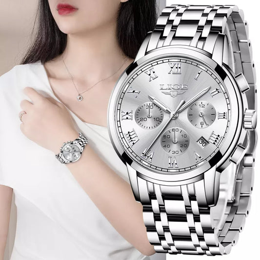 MONTRE A QUARTZ EN ACIER POUR FEMME