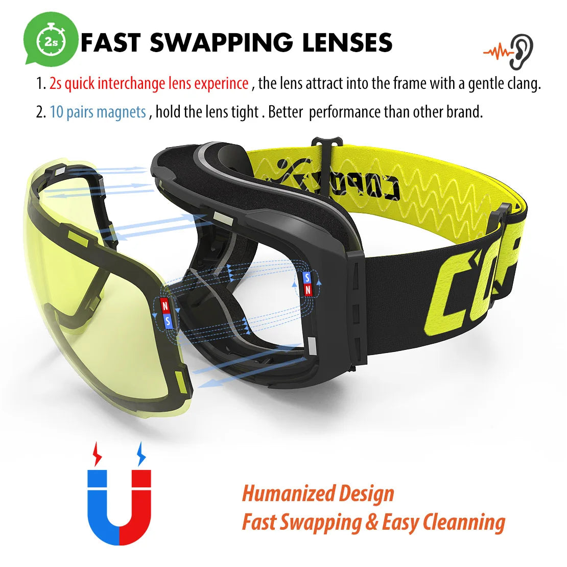 LUNETTES DE SKI MAGNETIQUES  PROFESSIONNELLES  UNISEXE