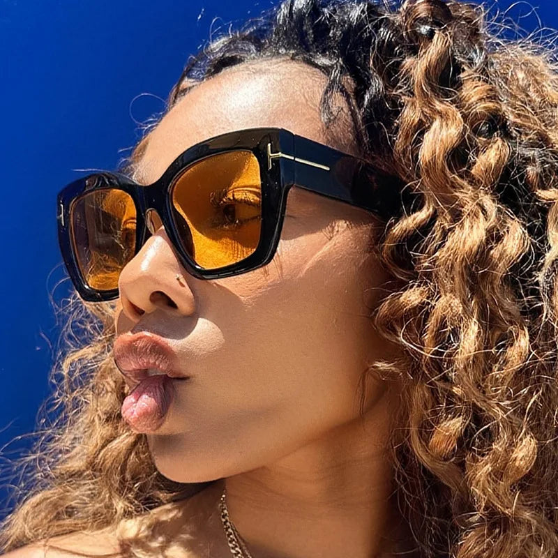 a-Lunettes de soleil vintage pour femme, protection UV, forme carrée, haute qualité, style tendance