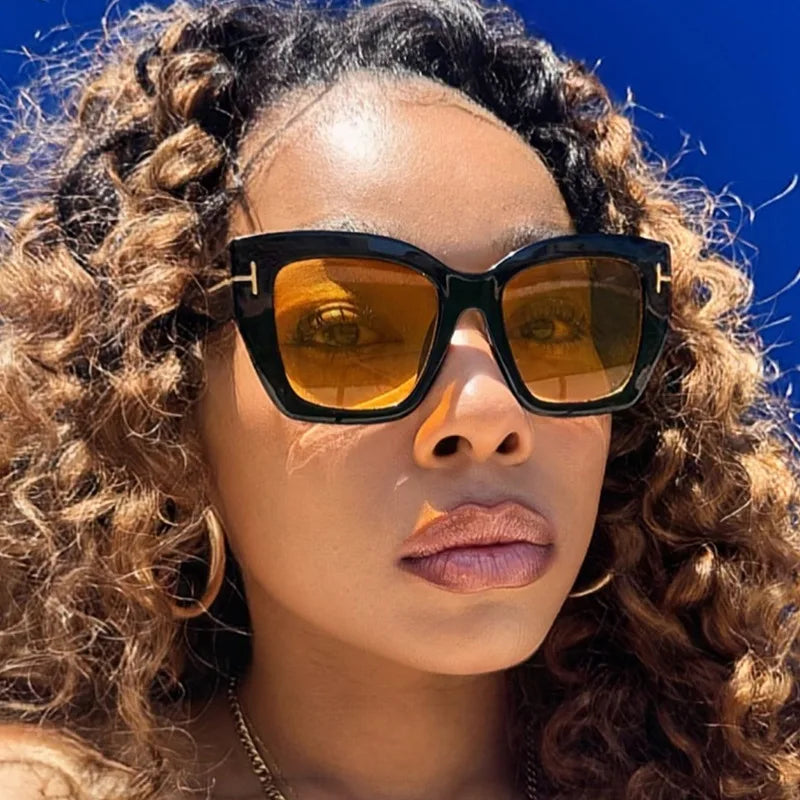 a-Lunettes de soleil vintage pour femme, protection UV, forme carrée, haute qualité, style tendance