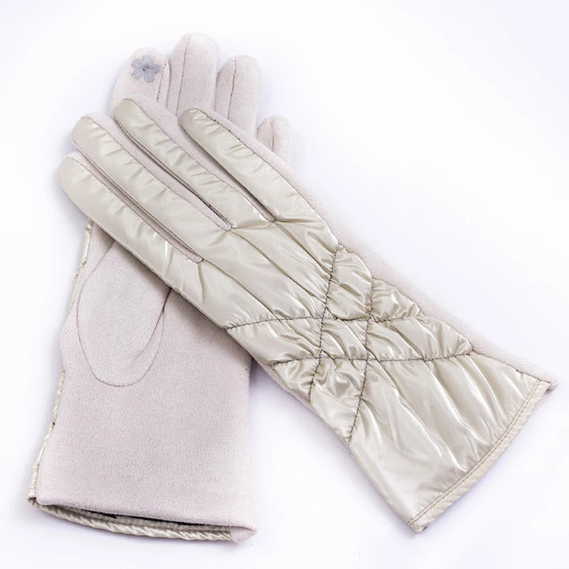 Gants en coton pour femme, garde au chaud, imperméable, doublure polaire thermique, écran tactile,