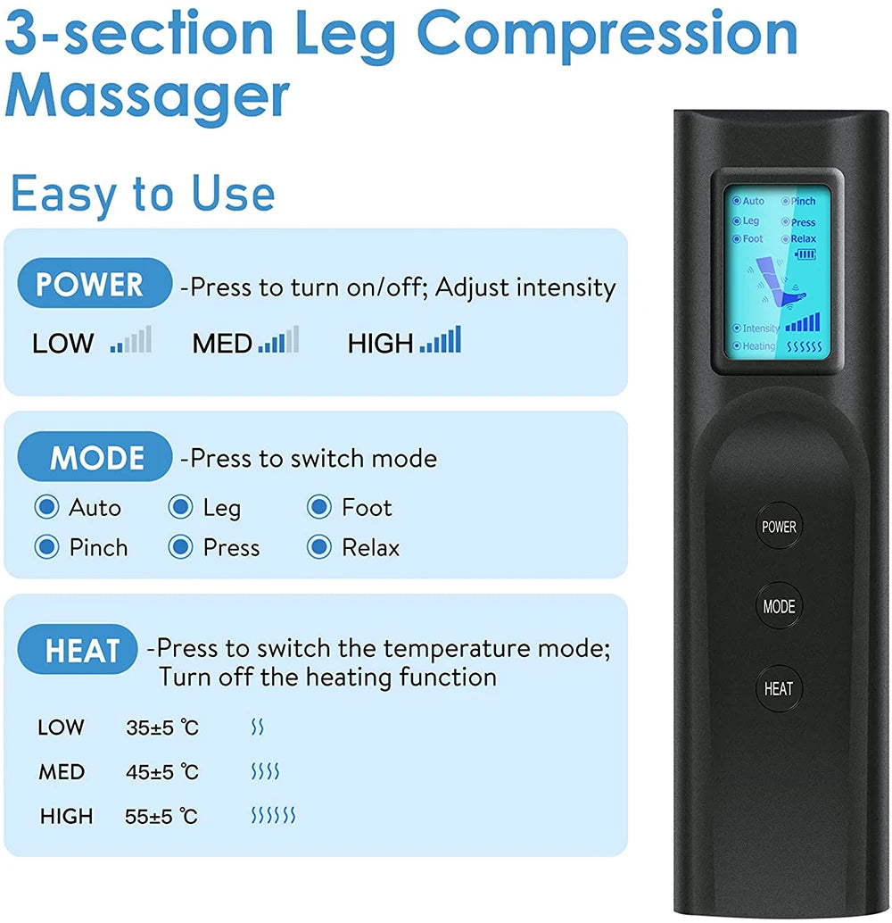 Relaxant électrique des muscles des jambes, 6 modes, récupération par Compression d'air,