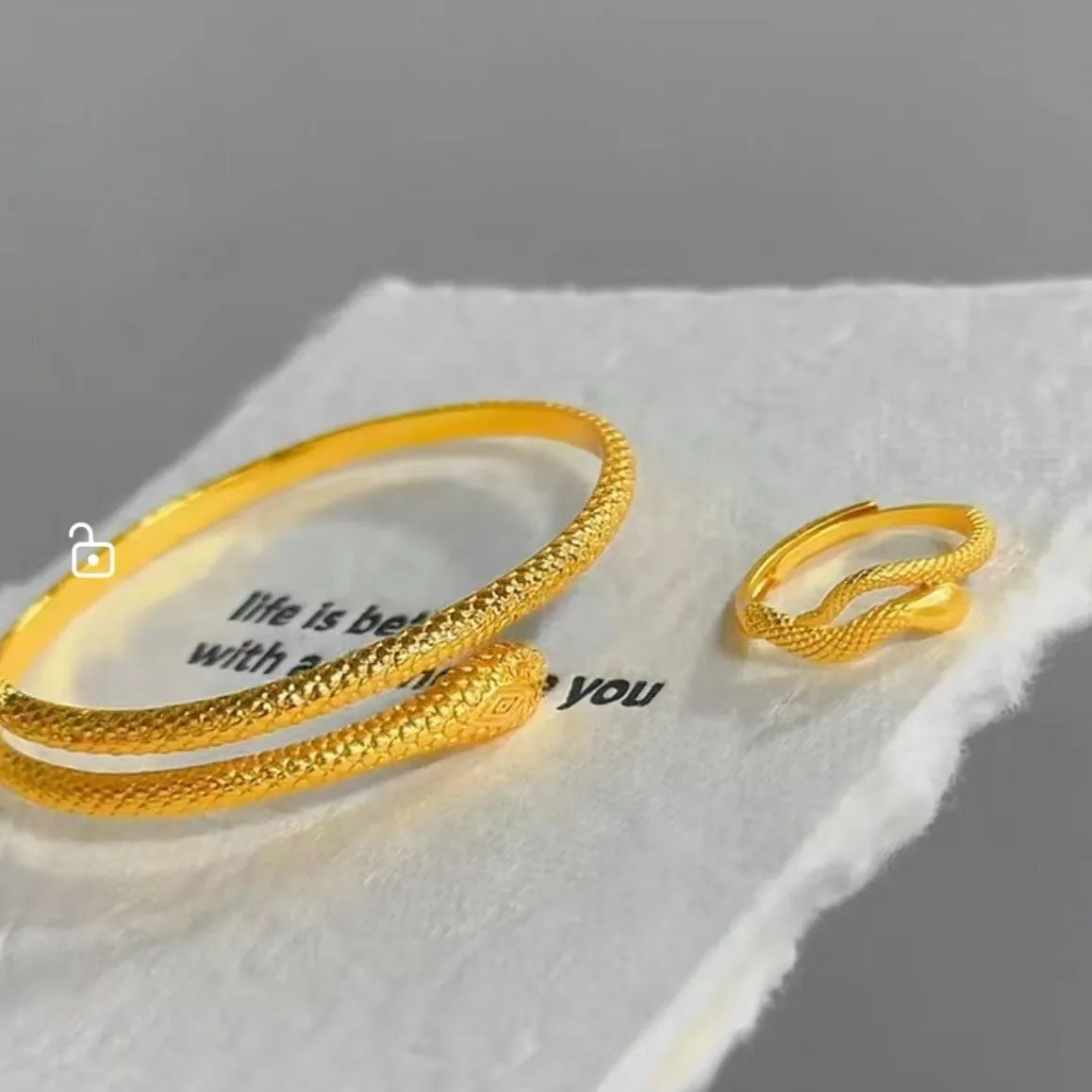 Bracelet en forme de serpent, en or pur, or 24 carats,  pour femme, bracelet réglable, à la mode,