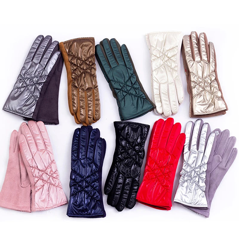 Gants en coton pour femme, garde au chaud, imperméable, doublure polaire thermique, écran tactile,