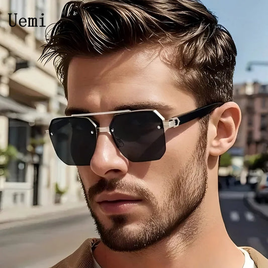 lunettes de soleil rétro carrées pour homme et femme, monture métallique de luxe, tendance, UV400,