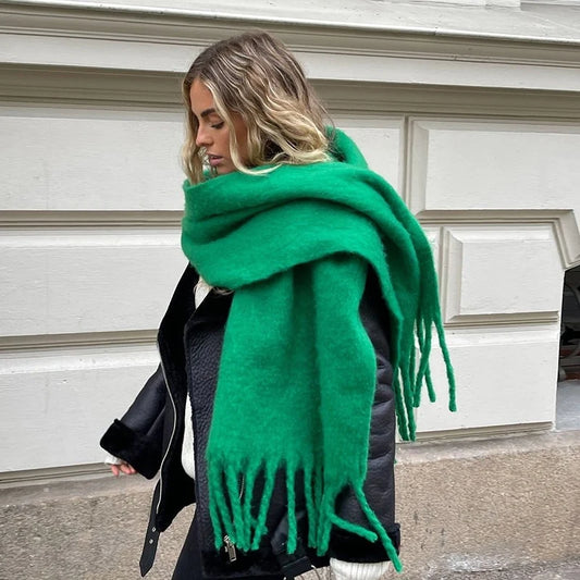 écharpe d'hiver, chaud, couleur unie, couverture longue