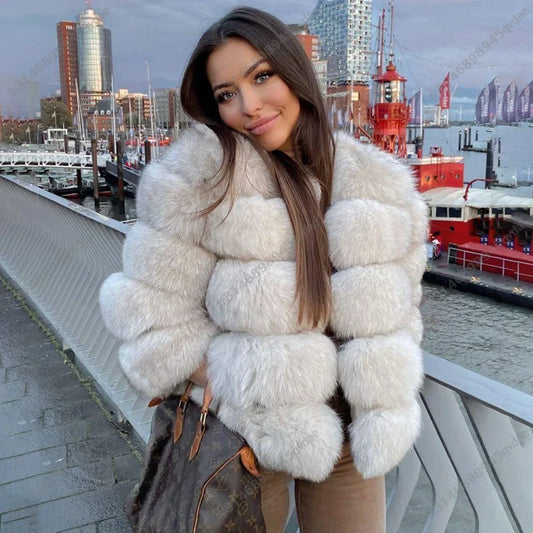 veste en fourrure naturel de renard pour femme