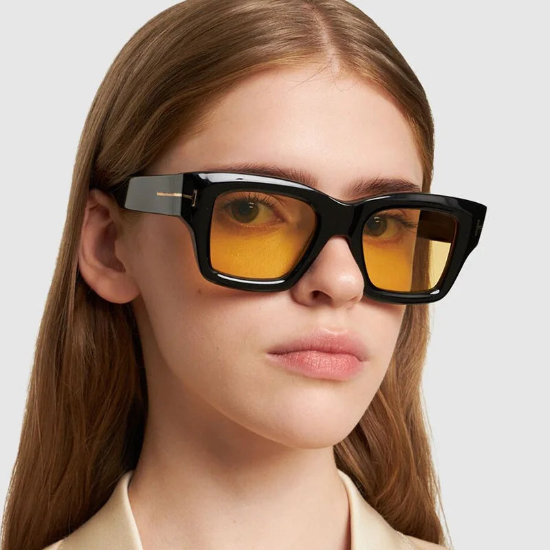 a-Lunettes de soleil vintage pour femme, protection UV, forme carrée, haute qualité, style tendance