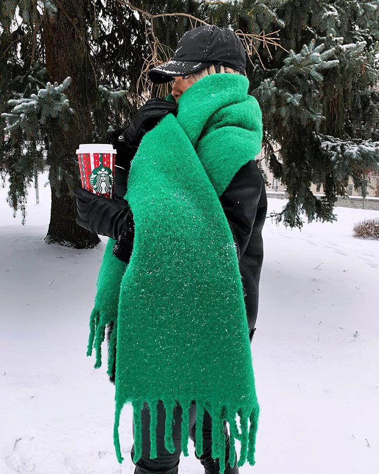 écharpe d'hiver, chaud, couleur unie, couverture longue