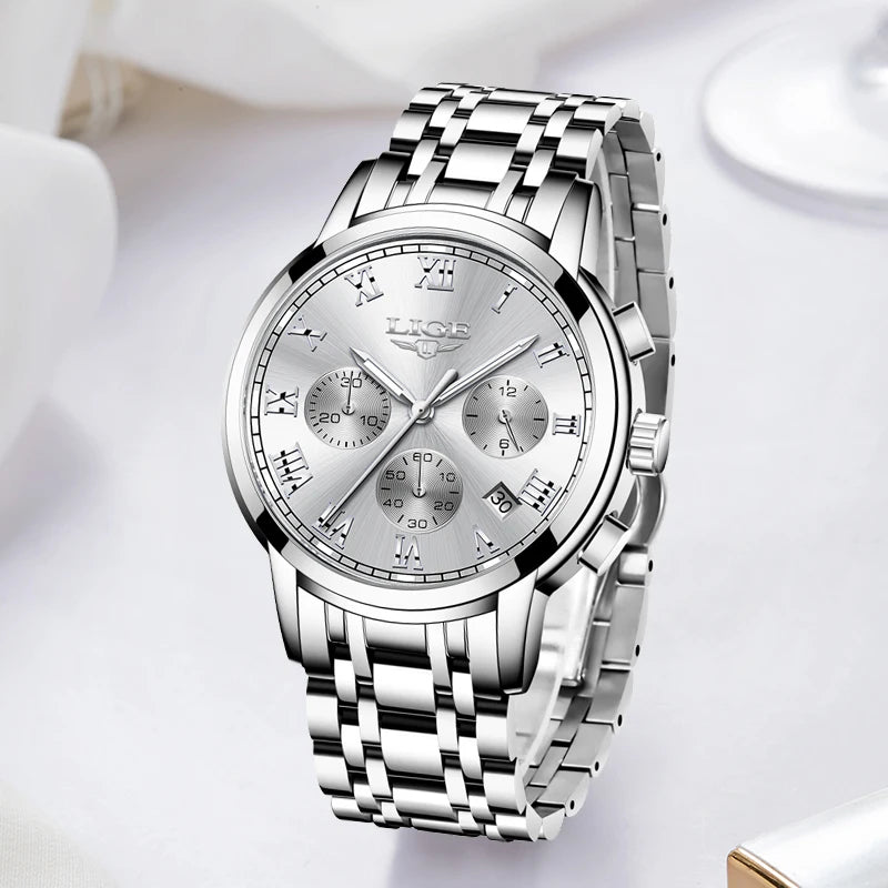 MONTRE A QUARTZ EN ACIER POUR FEMME