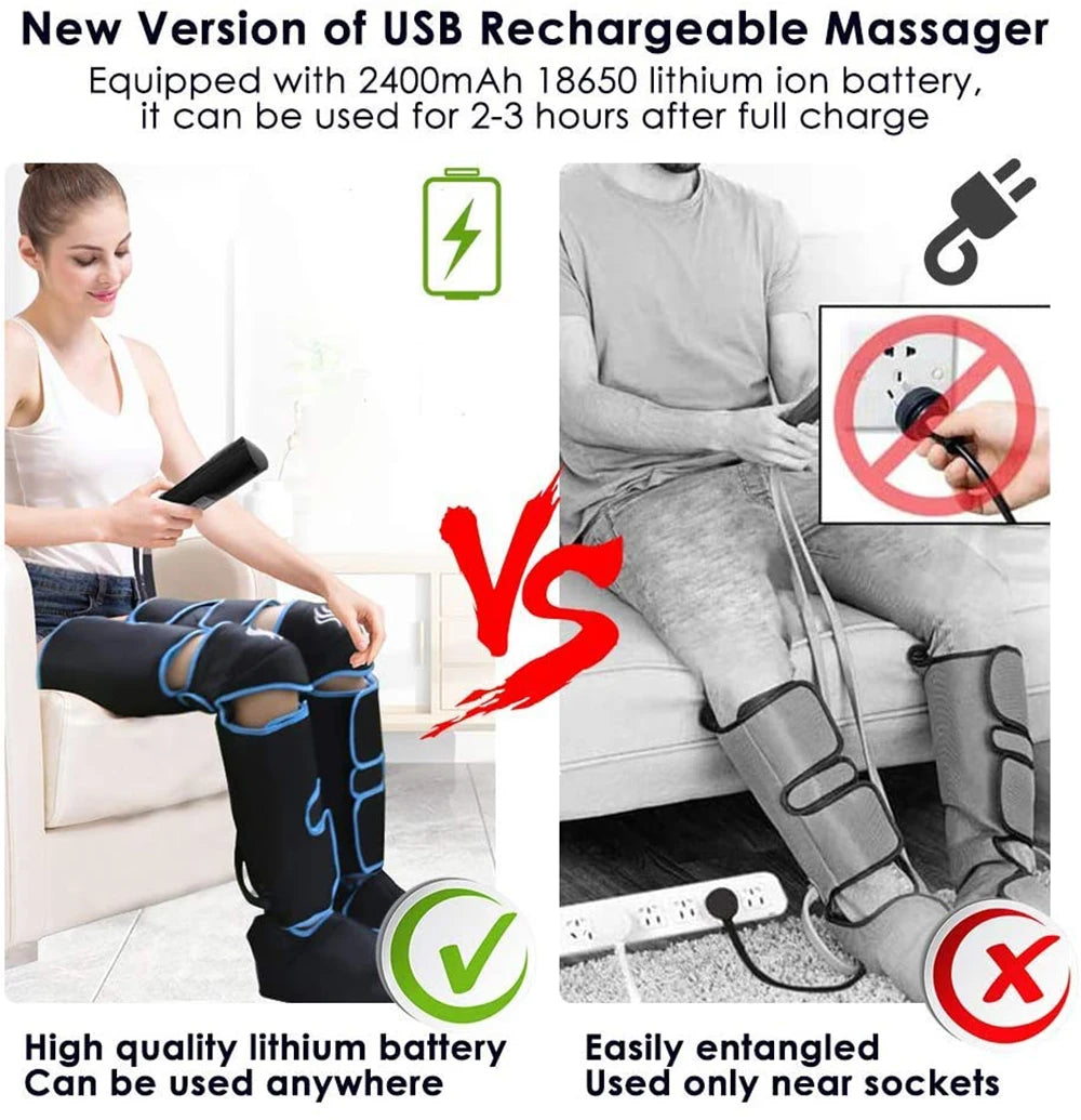 Relaxant électrique des muscles des jambes, 6 modes, récupération par Compression d'air,